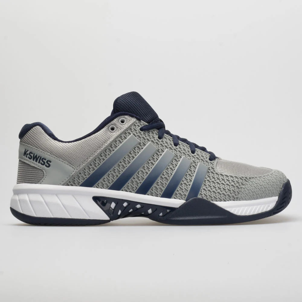 Gray and navy K-Swiss sneaker on a light gray background