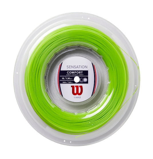 Spool of Wilson tennis string on a white background