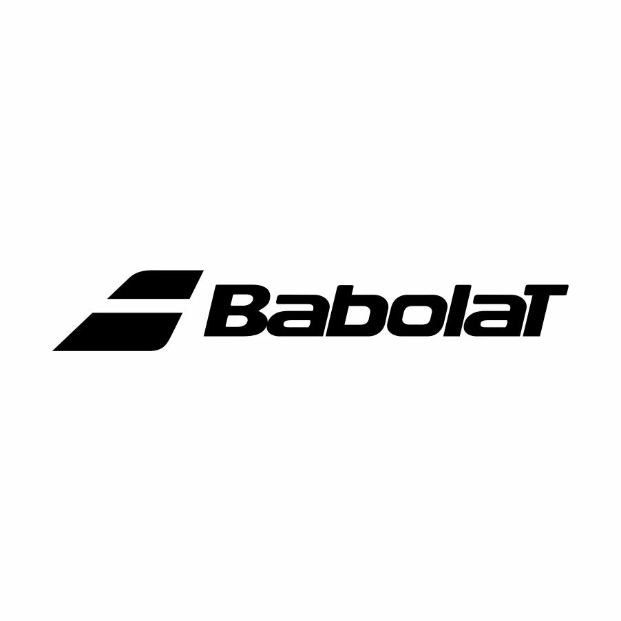 Babolat brand in black letters and white background