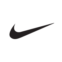 Black Nike logo on a white background
